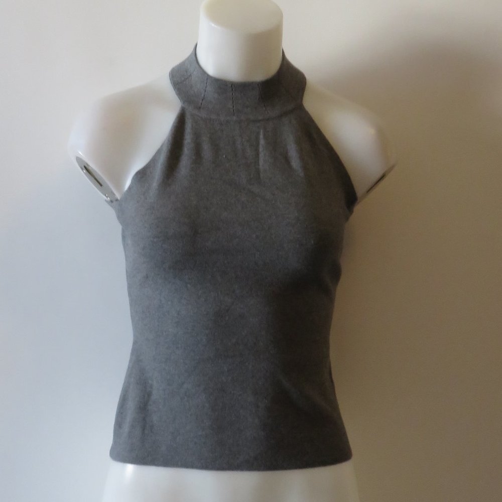 MILLY GREY SLEEVELESS MOCK-NECK KNIT TOP SZ